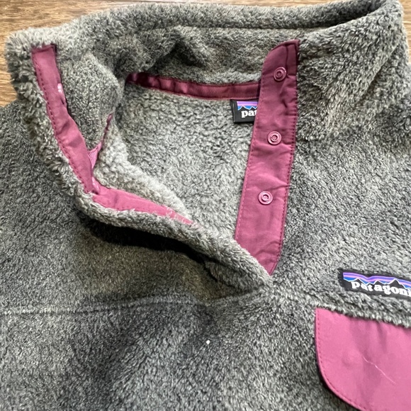 Patagonia Women's Re-Tool Half-Snap Fleece Pullover Gray/Maroon Size Small - Picture 3 of 10